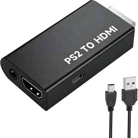 PS2-zu-HDMI-Konverter, HDMI-Adapter für PlayStation 2, Plug-&-Play-Kabel kompatibel mit PS2 (Standard- und Slim-Modelle), hochwertige Bild- und Tonqualität (1/5)