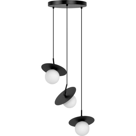 Suspension ronde SANTE noire 3 globes blancs G9 Kaja (1/4)