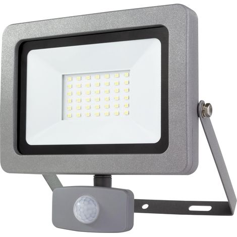 Luminaire extérieur - Applique murale avec détecteur de mouvement IP44, éclairage mural 30 W, 2550 lumens, 6500 K, angle de détection 120° à 9 m, argent (1/5)