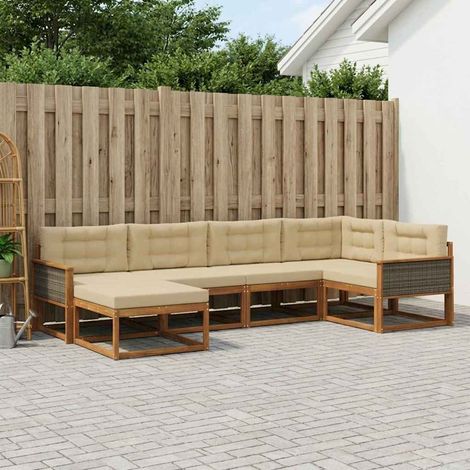 vidaXL Outdoor-Sofagarnitur 6 pcs Natur und Beige (1/5)