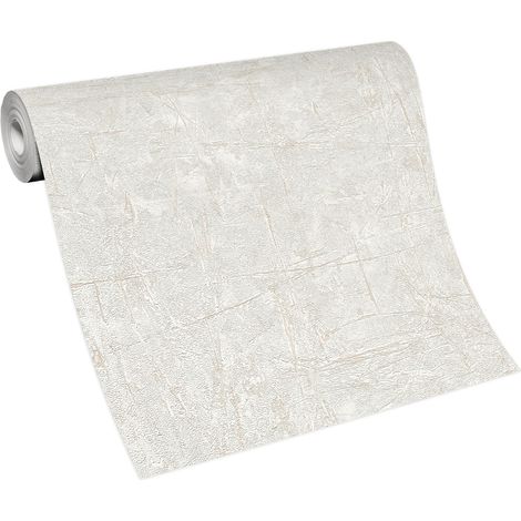 BRICOFLOR Papier Peint imitation béton blanc  Tapisserie intissée béton pour bureau, salon & plus  Papier Peint effet béton blanc (1/5)