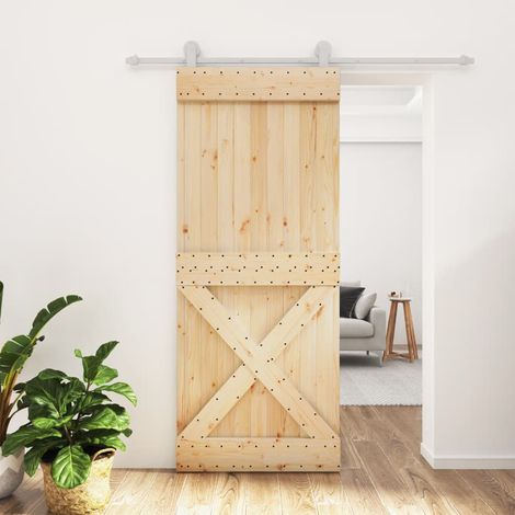 Puerta corredera con herrajes madera maciza de pino 85x210 cm vidaXL (1/5)