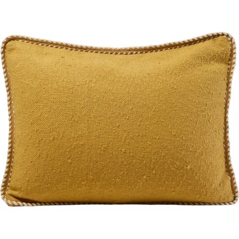 Housse de coussin en Coton brut et ganse tressée GANJI