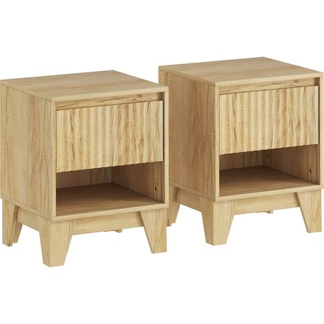 Lot de 2 chevets tables de nuit MONNO bois naturel (1/5)