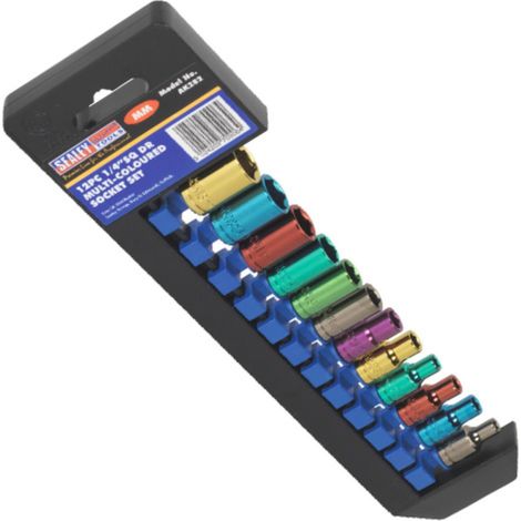 Sealey Metric Multi Coloured Socket Set 12pc 1/4""Sq Drive 6pt Standard AK282 (1/2)