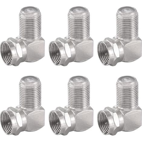 6 Pièces Adaptateur Satellite Coudé à 90°, Adaptateurs Coudé F Femelle à Mâle, Adaptateur Coaxial RG6 à Angle Droit, Plaqué Nickel (1/5)