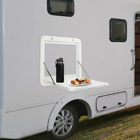 Klappbarer Aluminium-RV-Picknicktisch, Platzsparer Wandtisch, 60 42cm für LKW, Karavan (weiß) (1/5)