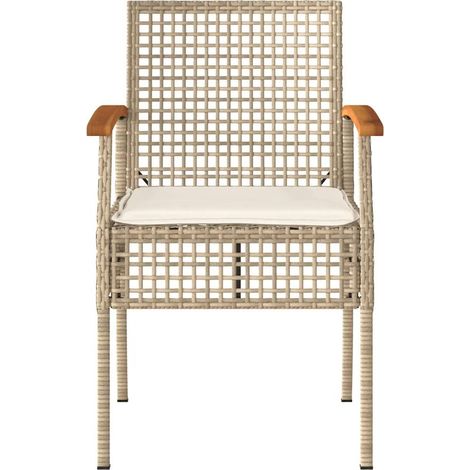 vidaXL Set aus 4 Gartenstühlen Beige aus geflochtenem Kunststoff