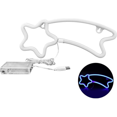 Lampe néon LED en forme de météore, décoration pour demande en mariage, fête d'anniversaire et événements, couleur bleue (1/5)