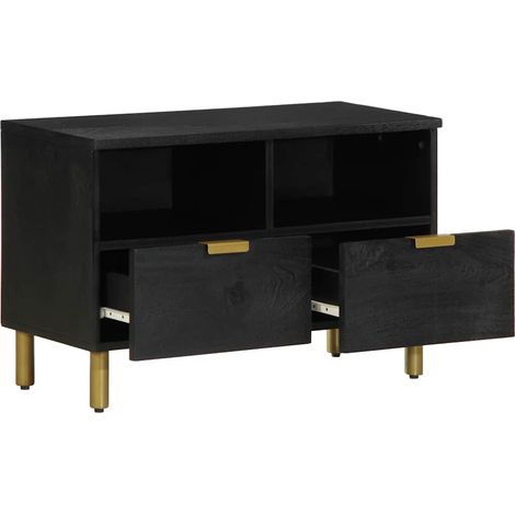 Meuble TV Banc TV Meuble de rangement - noir 70x33x46 cm bois d'ingénierie fr2568 - Maison La Vie (1/5)