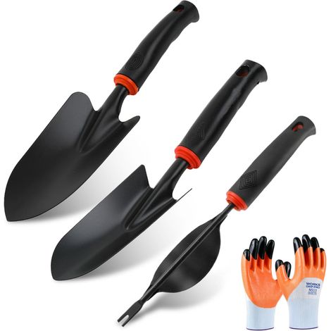3 Pièces Set d’Outils de Jardin, Petites Pelles en Acier au Carbone, Pelle Large, Pelle Étroit et Extracteur de Mauvaises Herbes pour Planter, Creuser et Repiquer (1/5)