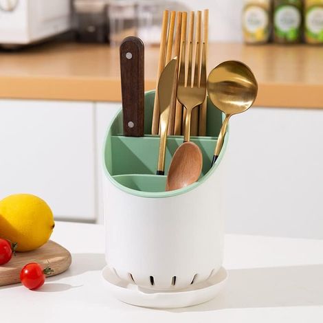 Bloc à couverts avec égouttoir pour tiroir de cuisine, support drainant pour couteaux et ustensiles (1/5)