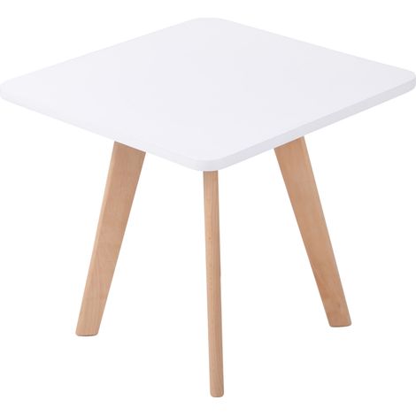 Table carrée avec pattes évasées et plan blanc de style blanc conique (1/5)