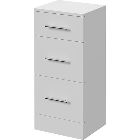 Alexander James Gloss White 350mm x 300mm 3 Drawer Storage Unit - 350mm - Chrome 96mm Knurled Bar Handle