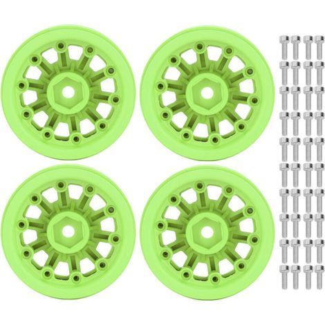 Jantes à billes 1.9 pouces pour voitures RC Axial SCX10 et Traxxas, crawlers 1/10, couleur verte. (1/5)