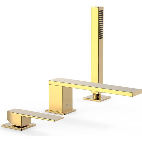TRES 20216103OR SLIM Grifo Monomando para Borde De Bañera Color Oro 24K - ref: 20216103OR