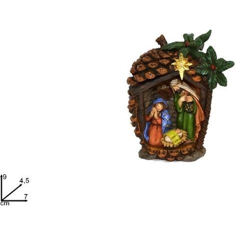 Presepe Natività Decorativa Natale con Pigna 9 cm
