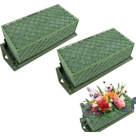 2 Pièces Mousse Florale pour Fleurs Fraîches et Artificiels, Mousse pour Composition Florale avec Support et Grille, Éponge à Fleurs pour Arrangement Floral Centre de Table Mariage Déc (1/5)
