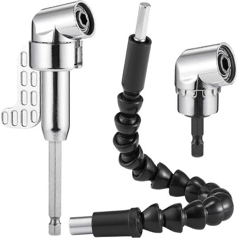 Foret à angle droit et kit d'extension flexible pour tournevis, adaptateur de douille 1/4 pouce (1/5)