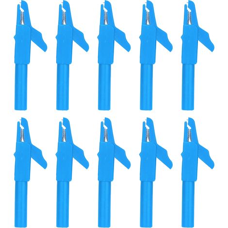 J.60029 Pince de test en cuivre pur avec trou de queue de 4 mm, pince crocodile de type broche, pince de test PA de sécurité, vendue par paquets de 10, bleue. (1/5)