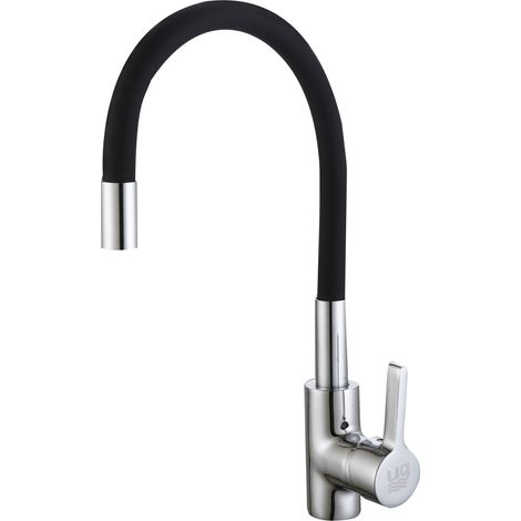 Mitigeur monocommande d'Ã©vier avec bec flexible haut de gamme en couleur noire, modÃ¨le Caoba (1/2)