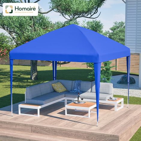 HOMAIRE Pavillon Pop-up 3x3m Höhenverstellbar Gartenpavillon Blau mit 4 Sandsäcken und Tragetasche