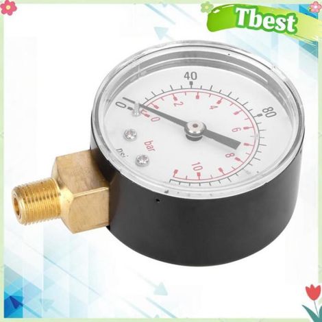 Manomètre À Vide - Boîtier Acier Inoxydable - Échelle Double PSI/Bar 0-160 Psi 0-11 Bar - Pour Eau Pétrole Gaz Liquides - 1 Pièce (1/5)