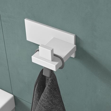 Mai & Mai Kleiderhaken 1 Stück Wandgarderobe Wandhaken aus Edelstahl Garderobenleiste Garderobenhaken 8cm Matt weiß Stalo-06