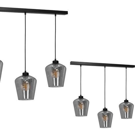 Suspension triple Milagro Santiago 3x60W E27 noir verre (1/4)