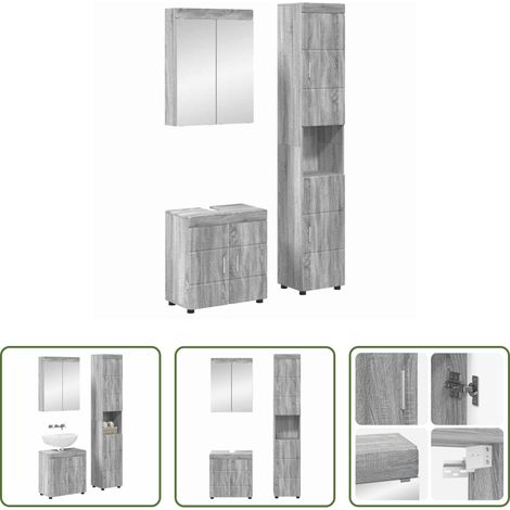 Badezimmerregal - Badezimmermöbel-Set mit Regal TULUM Graues Sonoma Holzwerkstoff (1/5)