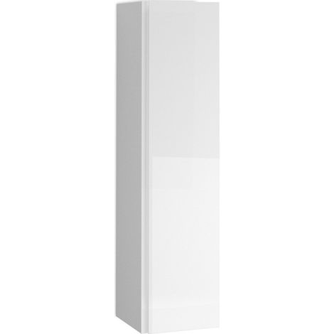 Columna de Baño Suspendida 1 Puerta  Armario Alto Baño Colgante 140x34,9x32,2cm Blanco Brillo (1/5)