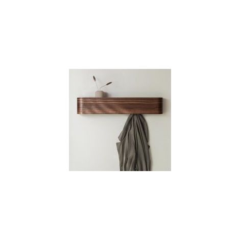 Étagère murale avec crochets dissimulés, bois, noyer (1/4)