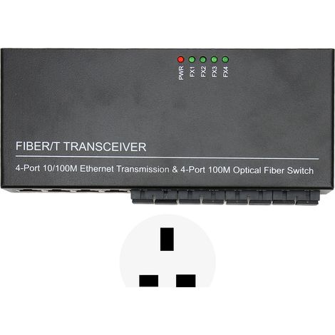 Commutateur optique Ethernet 8 ports 10/100Mbps Tx1310nm, convertisseur de média fibre optique duplex intégral/half-duplex pour réseau, alimentation 100-240V avec prise UK. (1/5)