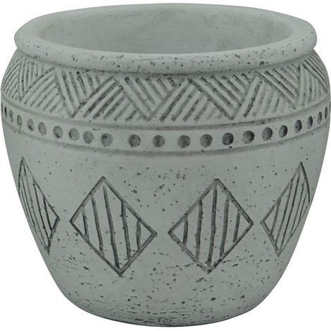 Vaso tondo basso da esterno giardino in fibra di argilla 21x21x17 cm Aster