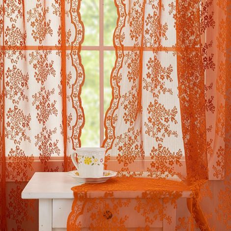 CCYKXASet of 2 Rustic Bohemian Style Curtains with Rod Pocket for Living Room, Dining Room, Bedroom, 132.1 x 213.4 cm (W x L), Burnt Orange (1/5)