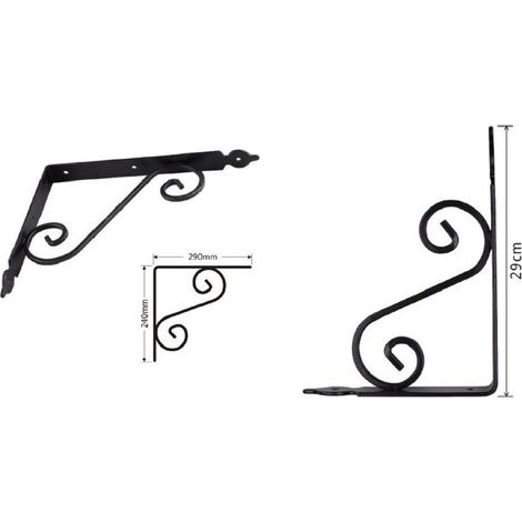 Kaela - Set 2 Pz Reggimensola Supporto Staffa Angoliere Fantasia 290x240cm Nera 91279 - (1/2)