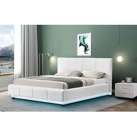 Lit led avec coffre de rangement Clara - Blanc 140 X 190 CM (1/3)