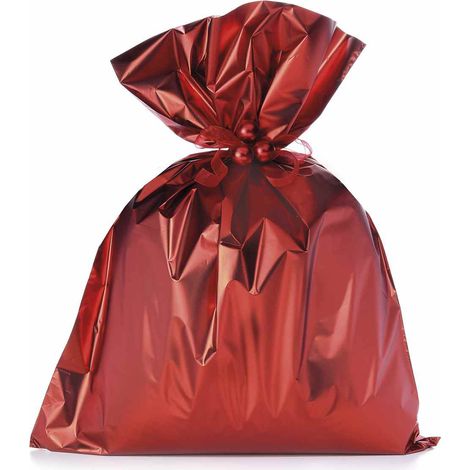 Sachet cadeau métallisé rouge mat, idéal pour paquets cadeaux, lot de 50, 45 x H. 60 cm
