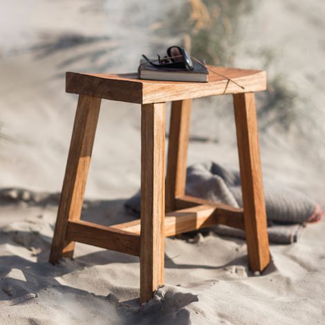 Garden Trading St Mawes Wooden Stool Seat Chair Outdoor Indoor