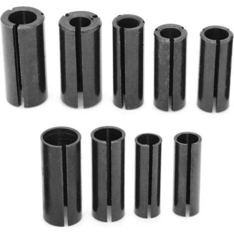 9 pièces fraise mandrin adaptateur de pince adaptateur de pince routeur à bois adaptateur de pince de mandrin bague fendue porte-fraise (1/4)