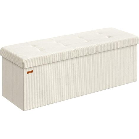 Banco/otomana plegable 38 x 76 x 38 cm cabecero/reposapiés arcón capacidad de carga hasta 300 kg para salón dormitorio recibidor blanco 120004170 (1/5)