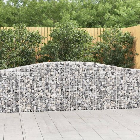 Cestas de gaviones muro de contención arqueado valla de jaula 20 piezas 400 x 30 x 80/100 cm hierro galvanizado Plata 020040641