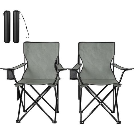 CAIziChaise de plage avec porte-gobelet, chaise de camping confortable, chaise pliante de pêche (2 chaises d’extérieur) (1/5)