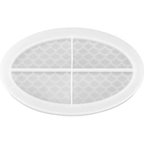 Moule en résine époxy pour plateau à fruits, moule en silicone décoratif, accessoire de bricolage, moule ovale pour plateau en écailles de poisson