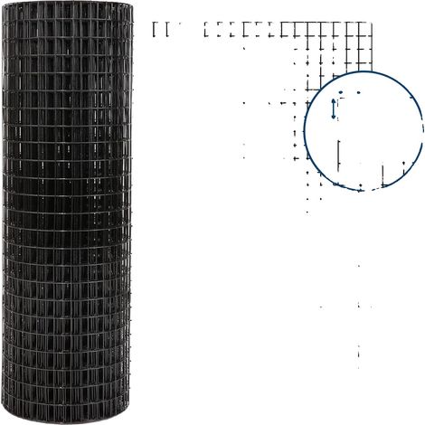 Tissu Métallique, Acier Galvanisé, Maille de 1/2 Pouce, Noir 0.9x30m (1/2)