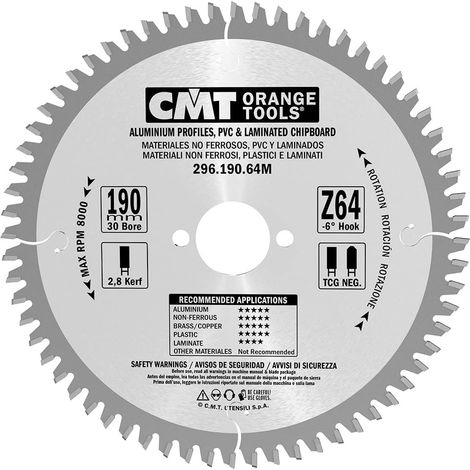 226.190.64M HOJA PARA MATERIALES FERROSOS - PVC HW 190x2.0/1.6x30+20 Z64 FWF (1/5)