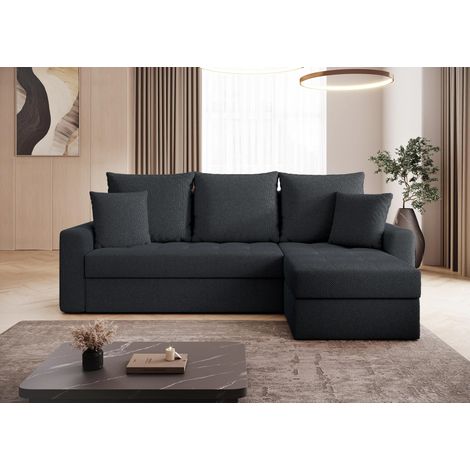 AX LIVING Karaman Schlafsofa mit Bettkasten Ecksofa Dunkelgrau L Form 238