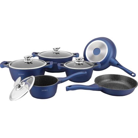 Frying Pan and Saucepan Set, 6 Cookware - Blue