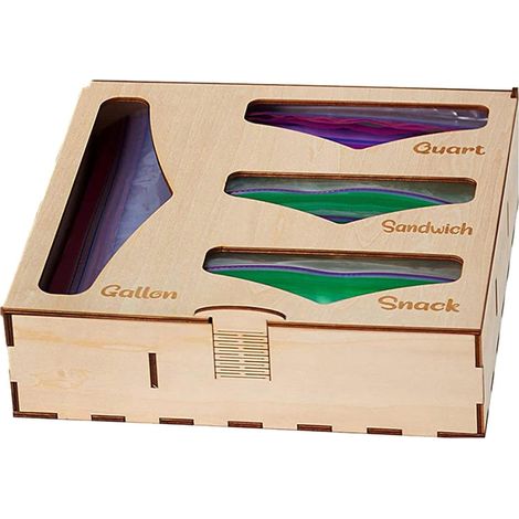 Organiseur de tiroir, organiseur sacs alimentaires en bois, trieur poubelle, construction robuste, peu encombrant, (30 x 30 7,6 cm), idéal pour ranger les cuisine et feuilles - (1/5)