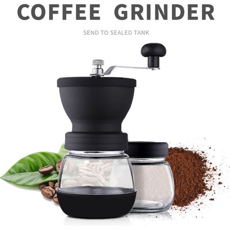 Moulin à café, 2 bocaux en verre de 310 g chacun - Moulin en céramique et acier inoxydable (1/4)